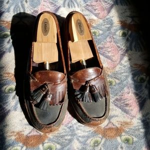 Tassel loafers, brown & black nubick & leather